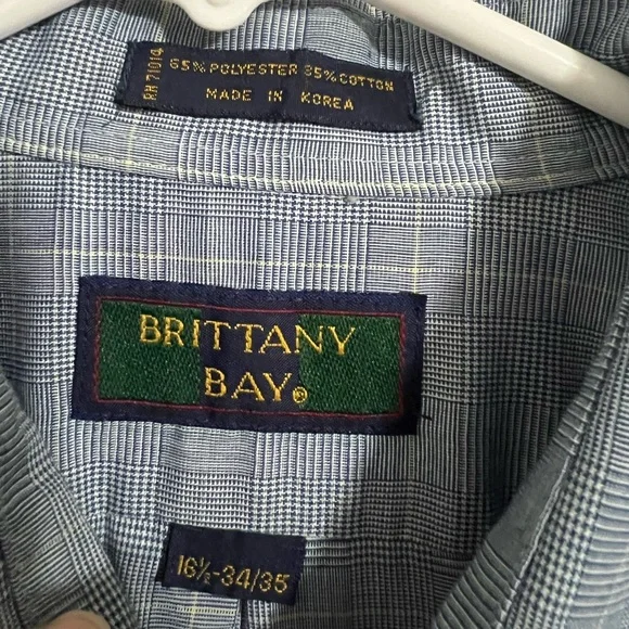 Vintage 90s Brittany Bay Men’s Long Sleeve Button Up  blue Shirt Men’s Large - Picture 3 of 3